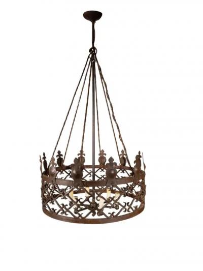 Arts And Crafts Wrought Iron Chandelier