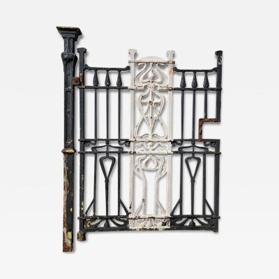 Arts Crafts Cast Iron Gate with its Original Side Post All with Floral Details