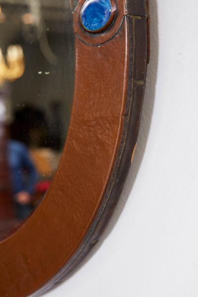 Arts Crafts Circular Copper Mirror