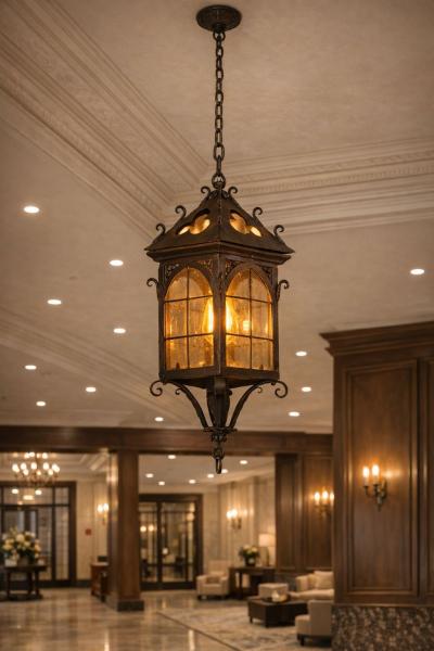 Arts Crafts Cloverleaf Hanging Lantern