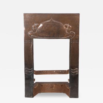 Arts Crafts Copper Fire Insert with Hand Crafted Stylized Floral Decoration
