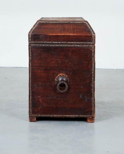 Arts Crafts Copper Studded Leather Trunk