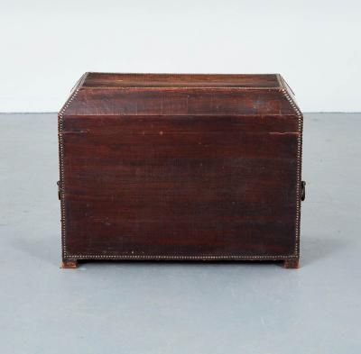 Arts Crafts Copper Studded Leather Trunk