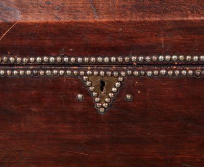 Arts Crafts Copper Studded Leather Trunk