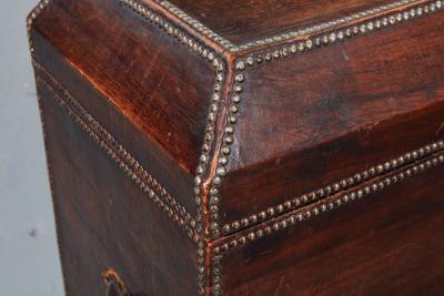 Arts Crafts Copper Studded Leather Trunk