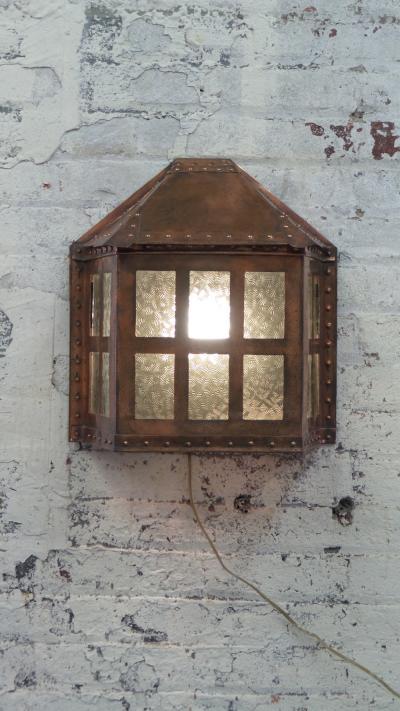 Arts Crafts Copper Wall Light
