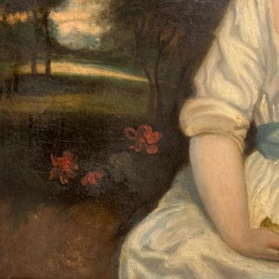 Arts Crafts Oil on Canvas Young Flower Girl Newcomb Macklin Frame 19th C