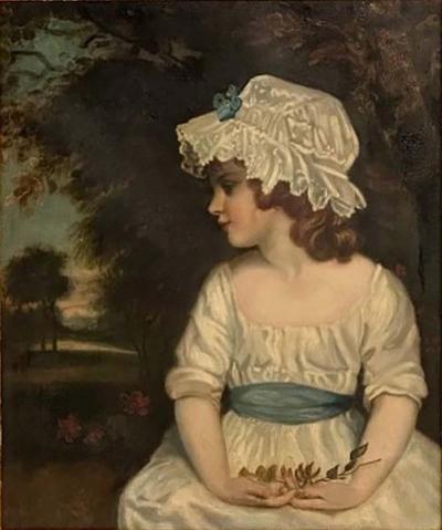 Arts Crafts Oil on Canvas Young Flower Girl Newcomb Macklin Frame 19th C