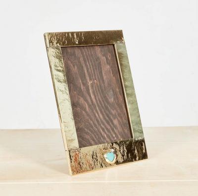 Arts and Crafts Hammered Brass Picture Frame