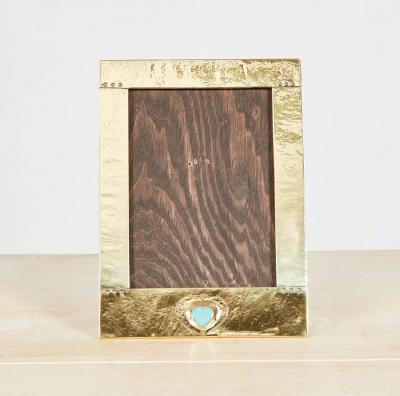 Arts and Crafts Hammered Brass Picture Frame
