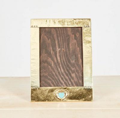 Arts and Crafts Hammered Brass Picture Frame