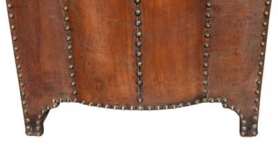 Arts and Crafts Leather and Brass Stud Umbrella Stand