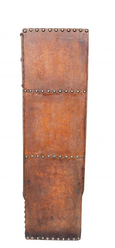 Arts and Crafts Leather and Brass Stud Umbrella Stand