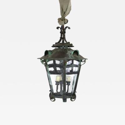 Arts and Crafts Period Bronze Hanging Lantern