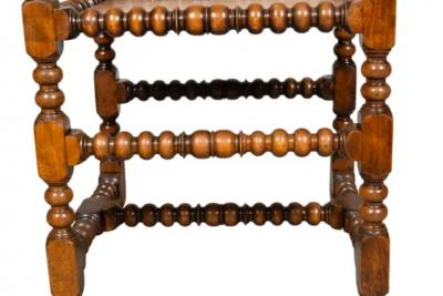 Arts and Crafts Walnut Turned Wood Bench