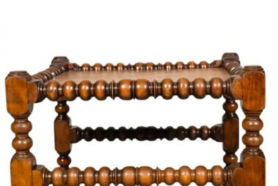 Arts and Crafts Walnut Turned Wood Bench