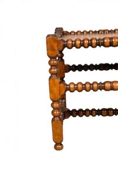 Arts and Crafts Walnut Turned Wood Bench