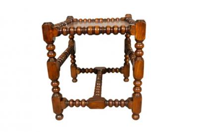 Arts and Crafts Walnut Turned Wood Bench