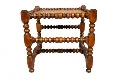 Arts and Crafts Walnut Turned Wood Bench