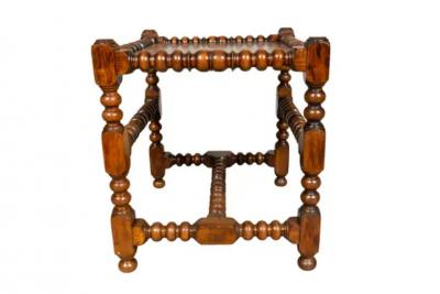 Arts and Crafts Walnut Turned Wood Bench