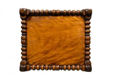 Arts and Crafts Walnut Turned Wood Bench