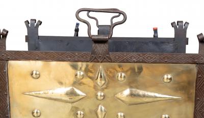 Arts and Crafts Wrought Iron And Brass Wood Holder