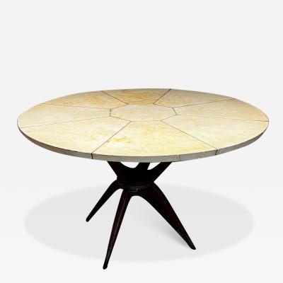 Arturo Pani 1950s Sculptural Pani Dining Table Goatskin Mahogany Brass Mexico City