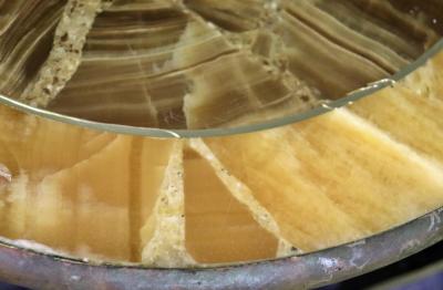 Arturo Pani ARTURO PANI FOR MULLER BROTHERS ONYX AND BRASS THREE LEGGED TABLES