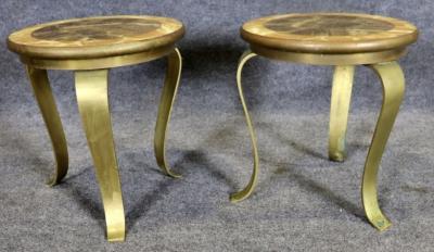 Arturo Pani ARTURO PANI FOR MULLER BROTHERS ONYX AND BRASS THREE LEGGED TABLES