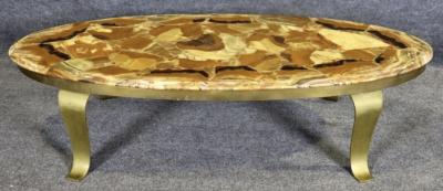 Arturo Pani ARTURO PANI MULLER BROTHERS ONYX AND BRASS LEG COFFEE TABLE