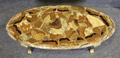 Arturo Pani ARTURO PANI MULLER BROTHERS ONYX AND BRASS LEG COFFEE TABLE