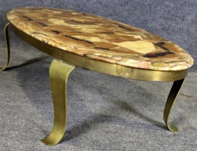 Arturo Pani ARTURO PANI MULLER BROTHERS ONYX AND BRASS LEG COFFEE TABLE