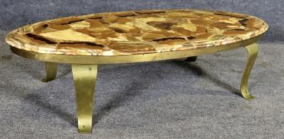 Arturo Pani ARTURO PANI MULLER BROTHERS ONYX AND BRASS LEG COFFEE TABLE