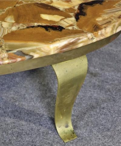 Arturo Pani ARTURO PANI MULLER BROTHERS ONYX AND BRASS LEG COFFEE TABLE