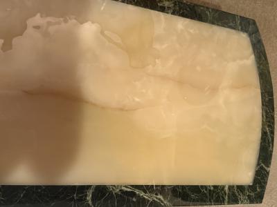 Arturo Pani EXCEPTIONAL MID CENTURY TWO TONE ONYX AND GILT METAL COFFEE TABLE BY ARTURO PANI