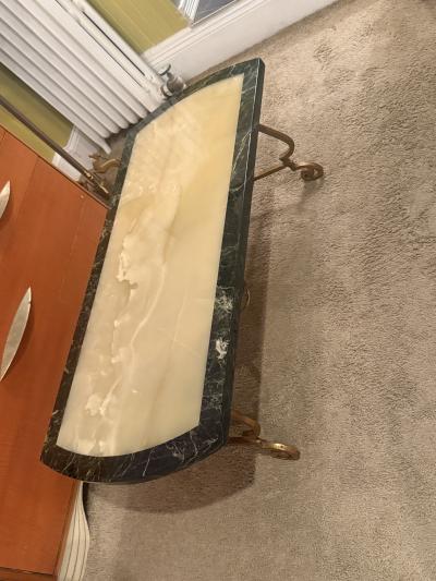Arturo Pani EXCEPTIONAL MID CENTURY TWO TONE ONYX AND GILT METAL COFFEE TABLE BY ARTURO PANI