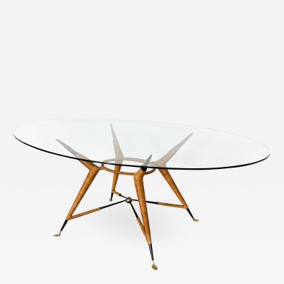 Arturo Pani Mexican Modernist Dining Table with Oval Glass Top