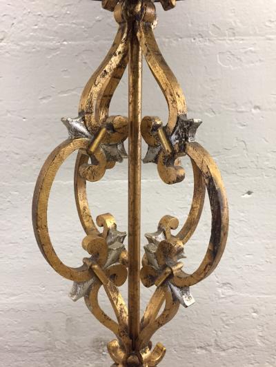 Arturo Pani Pair of Arturo Pani Style Wrought Iron Gold Leaf Lamps