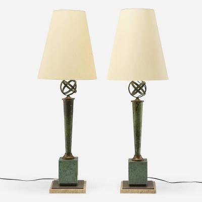 Arturo Pani Pair of Patinated Bronze Table Lamps Attributed to Arturo Pani