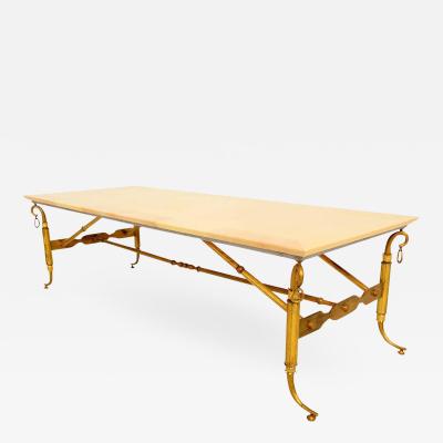 Arturo Pani Parchment and Brass Coffee Table Hollywood Regency