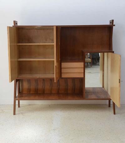 Arturo Reverso Italian Modern Walnut Birch and Mahogany Cabinet or Bookcase Arturo Reverso