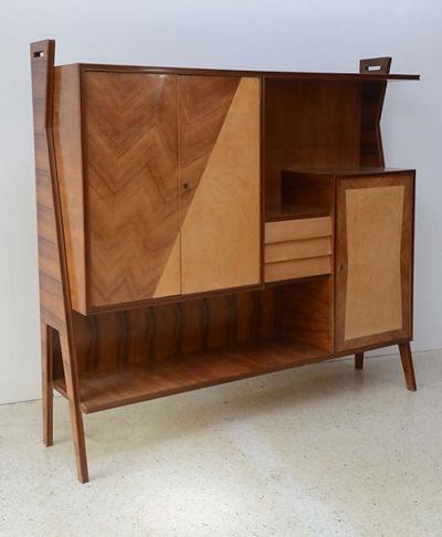 Arturo Reverso Italian Modern Walnut Birch and Mahogany Cabinet or Bookcase Arturo Reverso