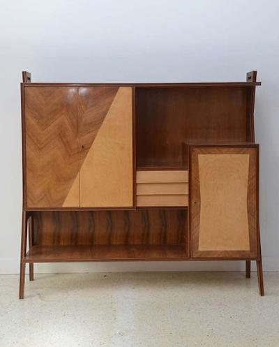 Arturo Reverso Italian Modern Walnut Birch and Mahogany Cabinet or Bookcase Arturo Reverso