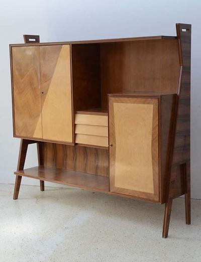 Arturo Reverso Italian Modern Walnut Birch and Mahogany Cabinet or Bookcase Arturo Reverso