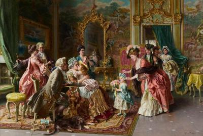 Arturo Ricci Impressive large Italian genre painting by Arturo Ricci