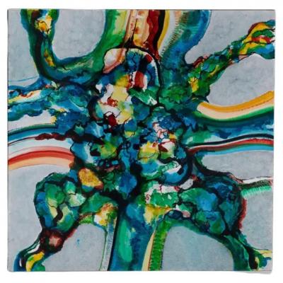 Artwork by E Hennekens Organic Painting on Steel Panel Abstract Art 1970s