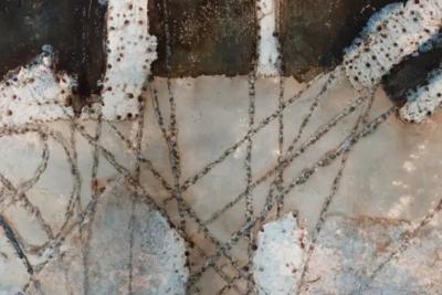 Artwork by E Hennekens Organic Painting on Steel Panel Abstract Art 1970s