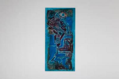 Artwork by E Hennekens Organic painting on steel panel Abstract Art 1970s