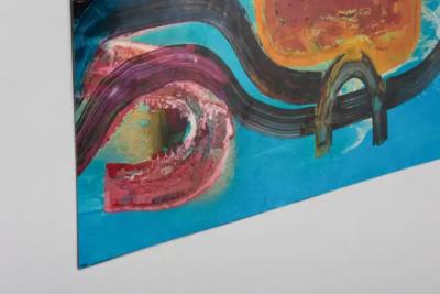 Artwork by E Hennekens Organic painting on steel panel Abstract Art 1970s