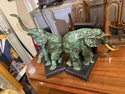 Ary Jean Leon Bitter Art Deco Elephant Bookends in the Style of Ary Bitter France circa 1930
